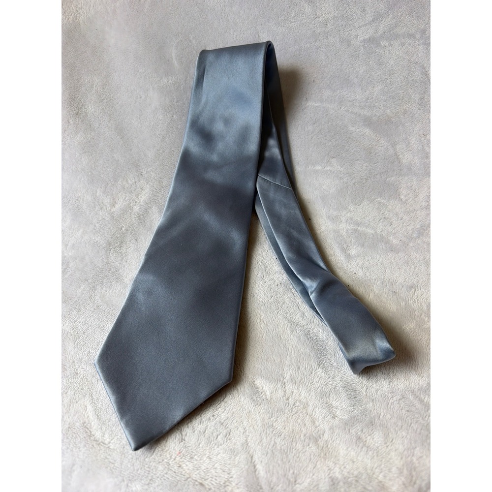 Croft & Barrow Necktie Mens OS Grey New Silk Solid Satin Formal Made in Italy